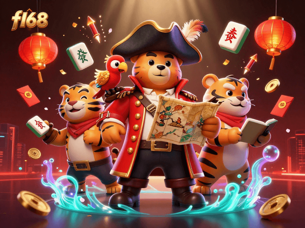 Experience thrilling gambling adventures at f168 with colorful casino-themed 3D characters and elements.