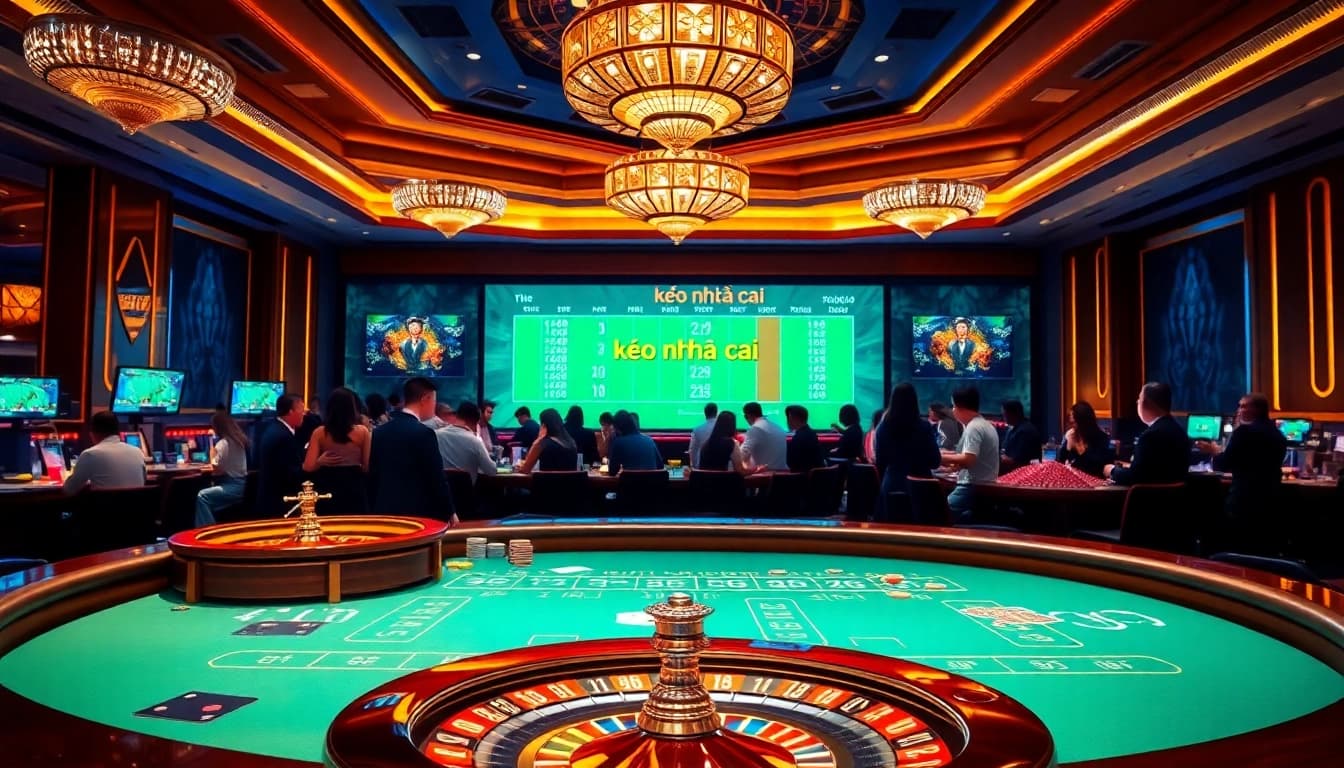 Engaging scene of players at a baccarat table, highlighting kèo nhà cái betting strategies.