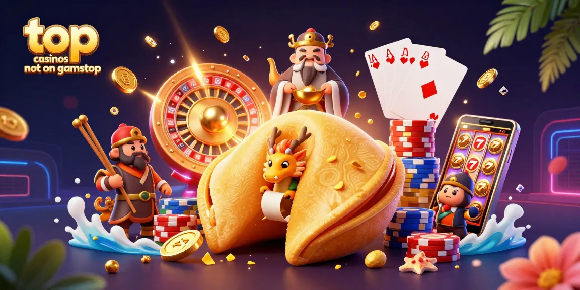 Engage with top casinos not on gamstop through a vibrant casino-themed 3D illustration.