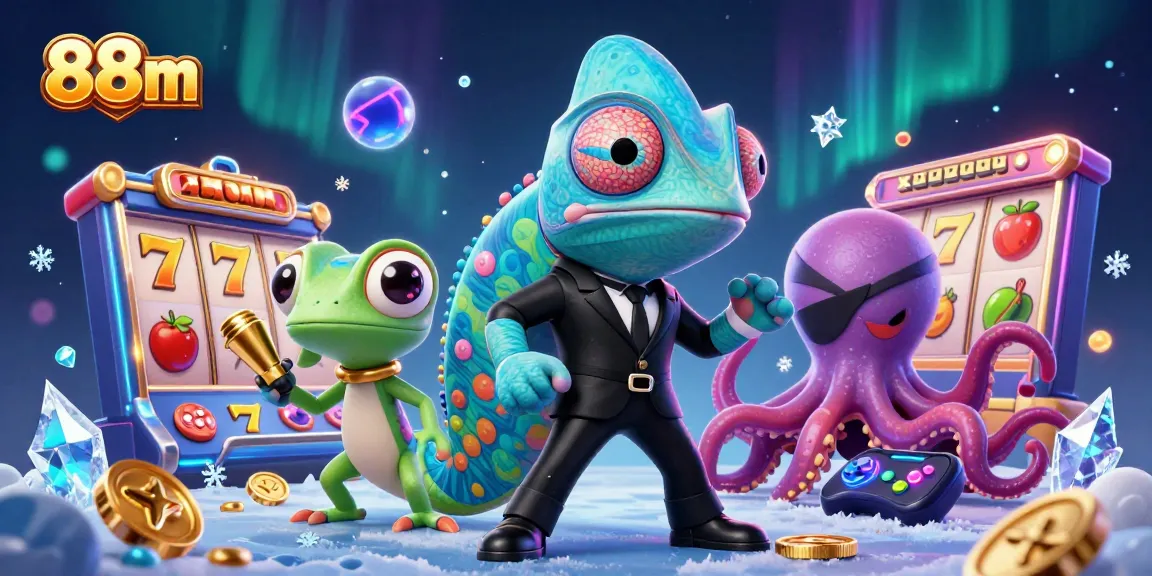 88m slot game scene showcasing vibrant 3D characters, slot reels, and gaming elements for maximum excitement.
