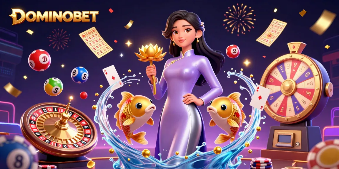 Experience captivating gameplay at DOMINOBET with an artistic depiction of poker and celebration elements.