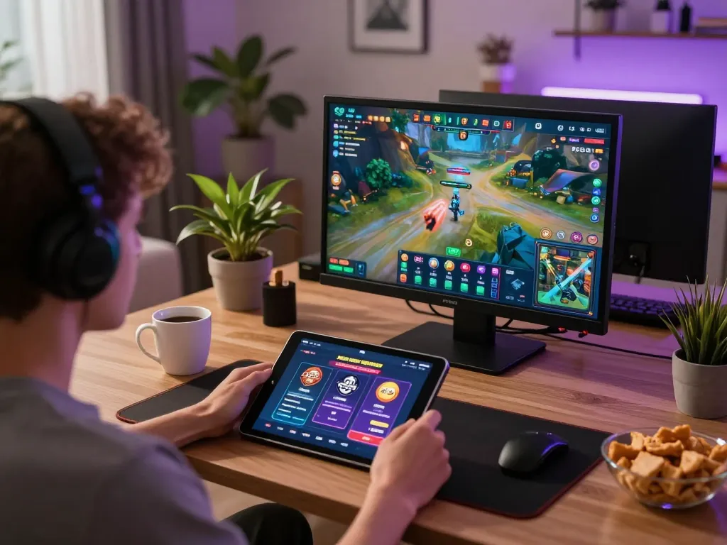 Person enjoying non gamstop online casino gaming on tablet in cozy home environment