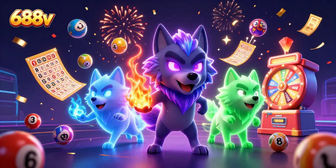 Experience 688v's lottery excitement with glowing wolves and dynamic game elements.