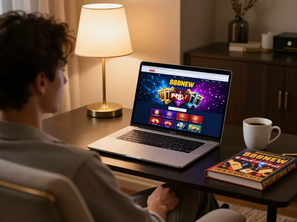 Player enjoying a thrilling moment on the 888NEW online casino platform with vibrant game graphics