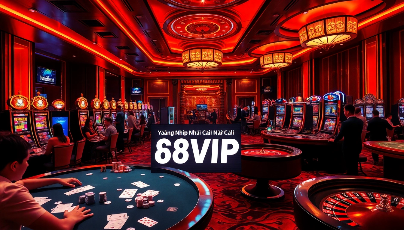 Experience the excitement of Đăng Nhập Nhà Cái 68VIP with vibrant casino gaming elements.