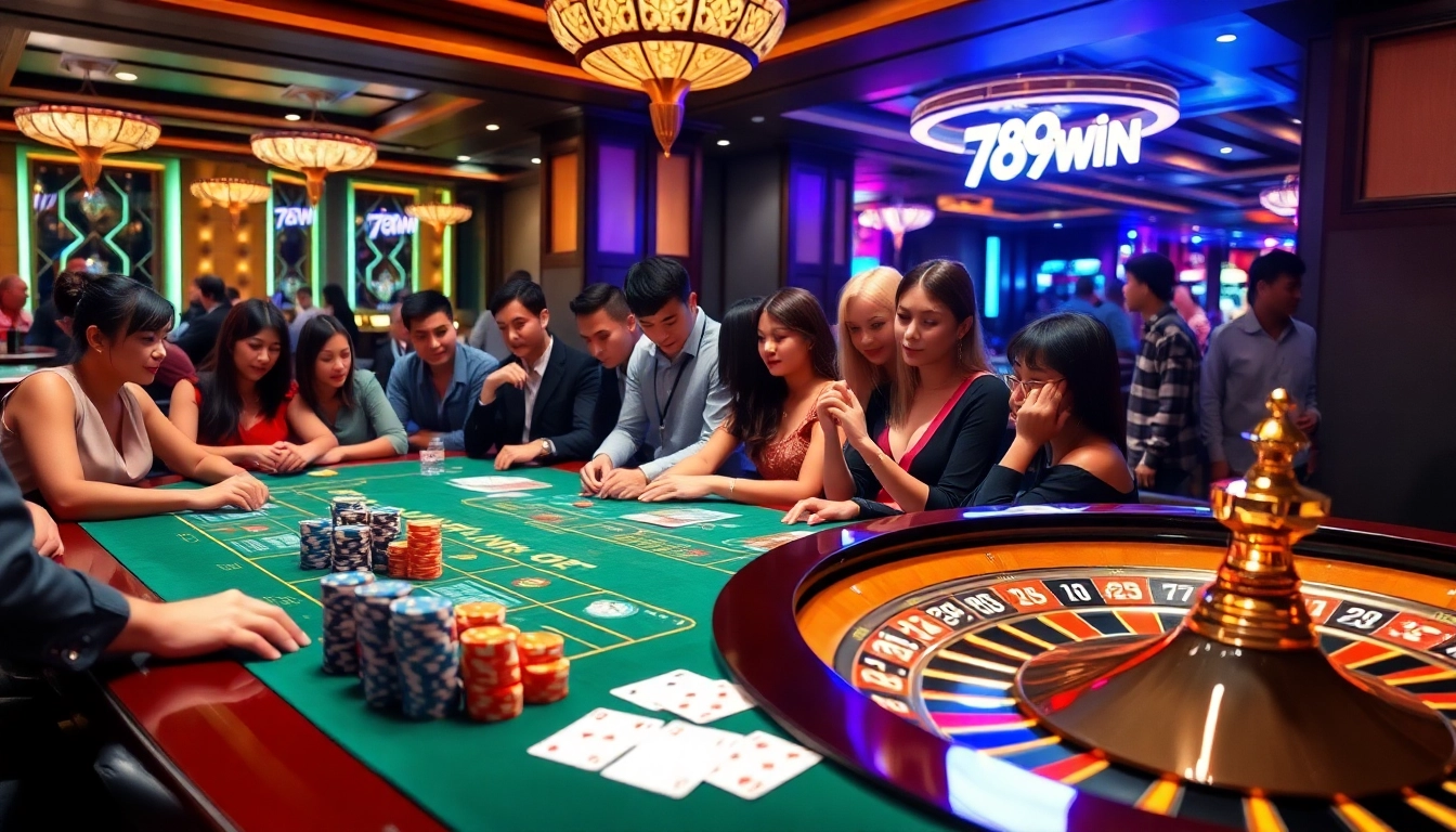Exciting gameplay at a 789Win casino table with vibrant cards and professional dealers.