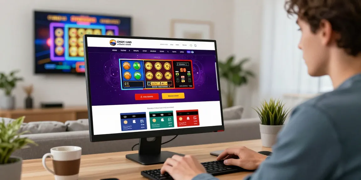 Engaging online gambling scene highlighting credit card casinos with slot games and promotions on screen, perfect for UK players.