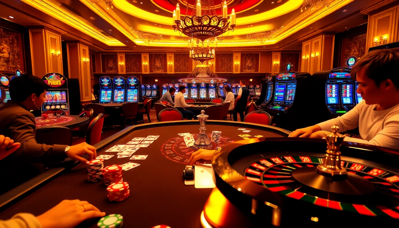 Experience high-stakes gaming action at https://xx88.today/ with vibrant casino scenes featuring poker, roulette, and slot machines.