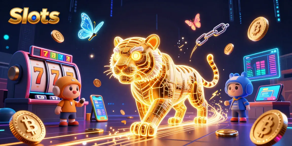 Spin winning slots with a neon tiger in a vibrant digital casino environment, showcasing exciting gaming elements.