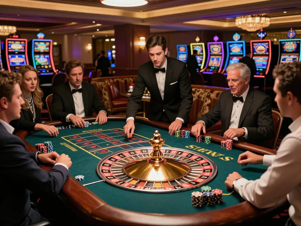 KONG88 enthusiasts enjoying an intense roulette game in a luxurious casino setting