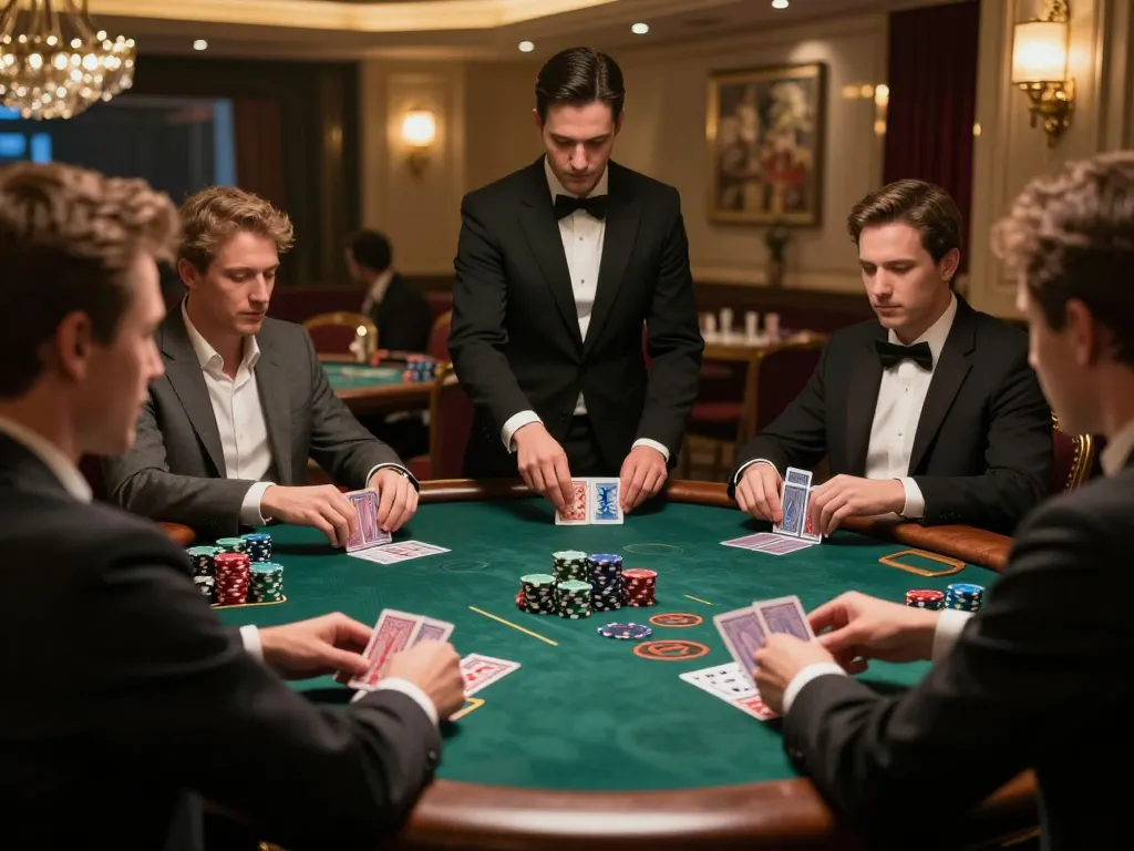 Engaged players enjoying blackjack at a luxury casino, highlighting badak178 gaming strategies.