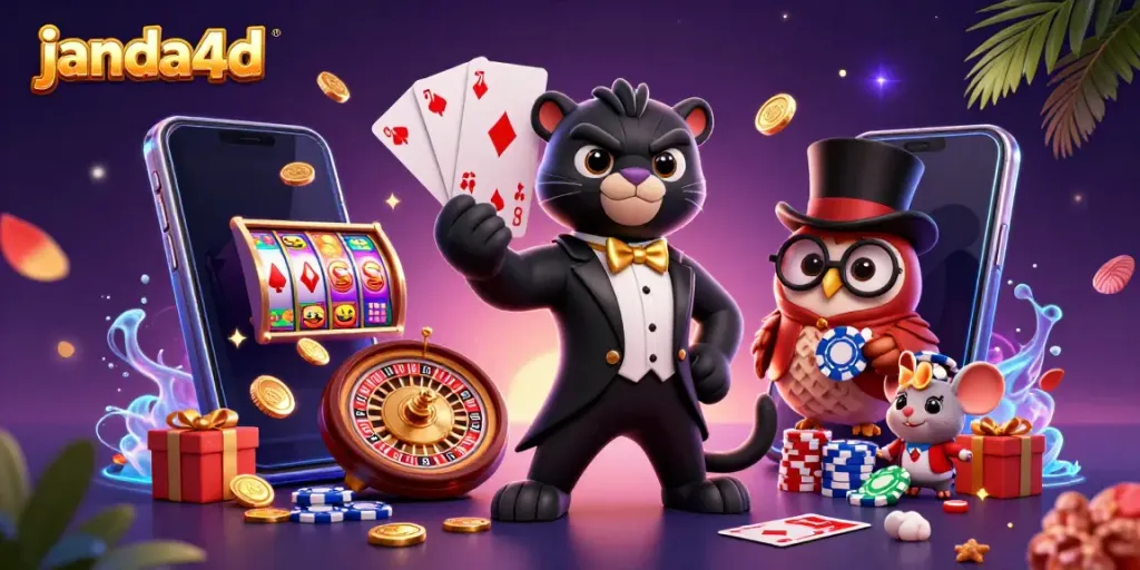 Janda4d menampilkan panther stylish yang elegan, burung hantu lucu, dan tikus beruntung bersaing dalam dunia permainan kasino.