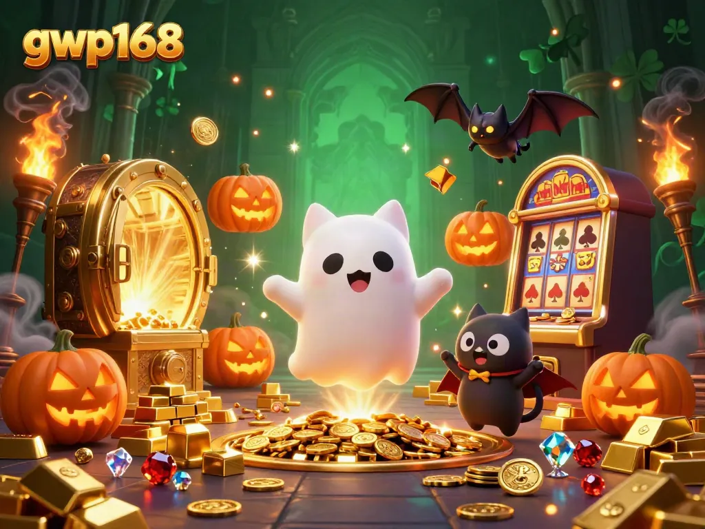 GWP168 membawa kesenangan bermain slot dengan karakter kucing hantu melayang di kasino yang dihantui.