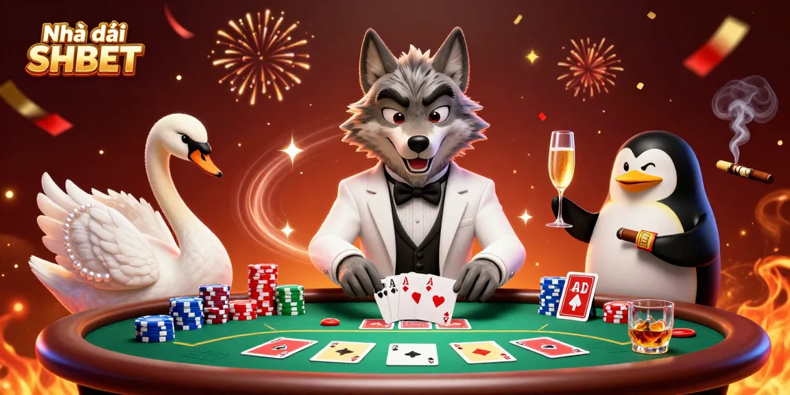 Engage with excitement at Nhà cái SHBET with colorful poker elements and animated characters.