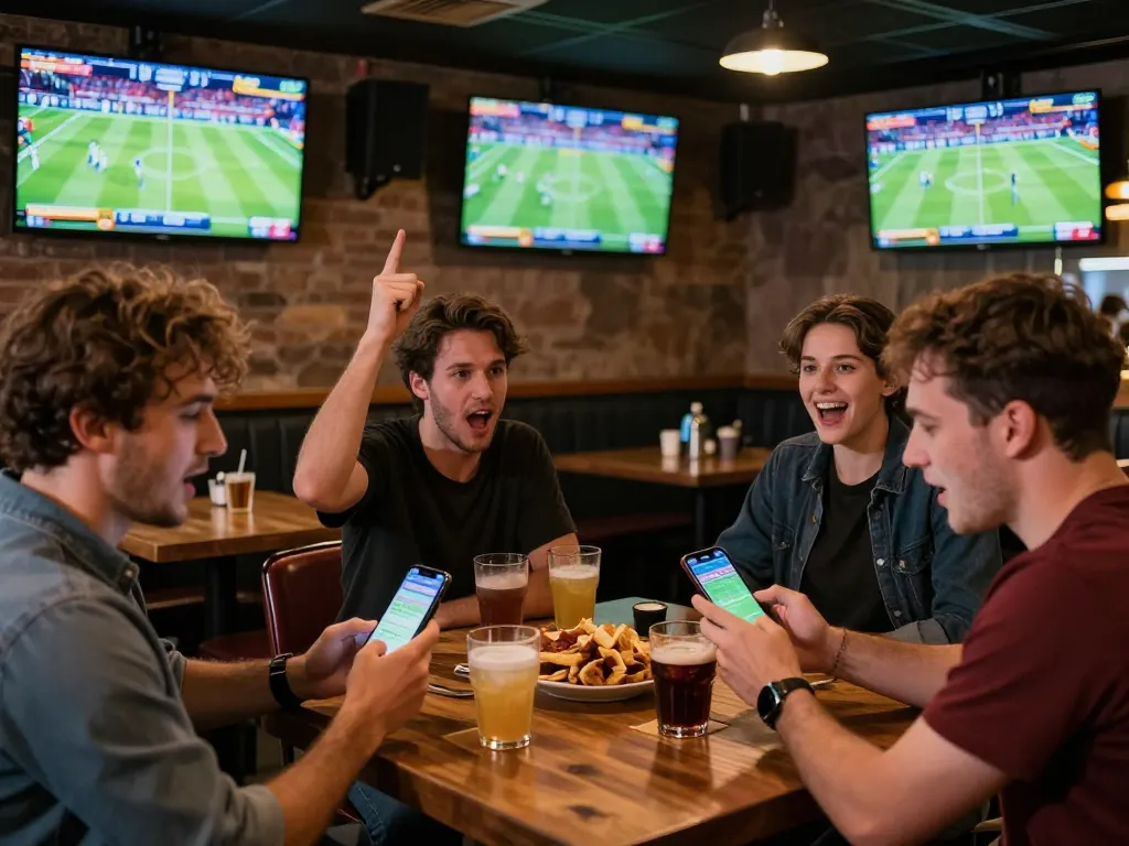 megaplus88 boosts excitement in a lively sports betting scene with friends celebrating wins