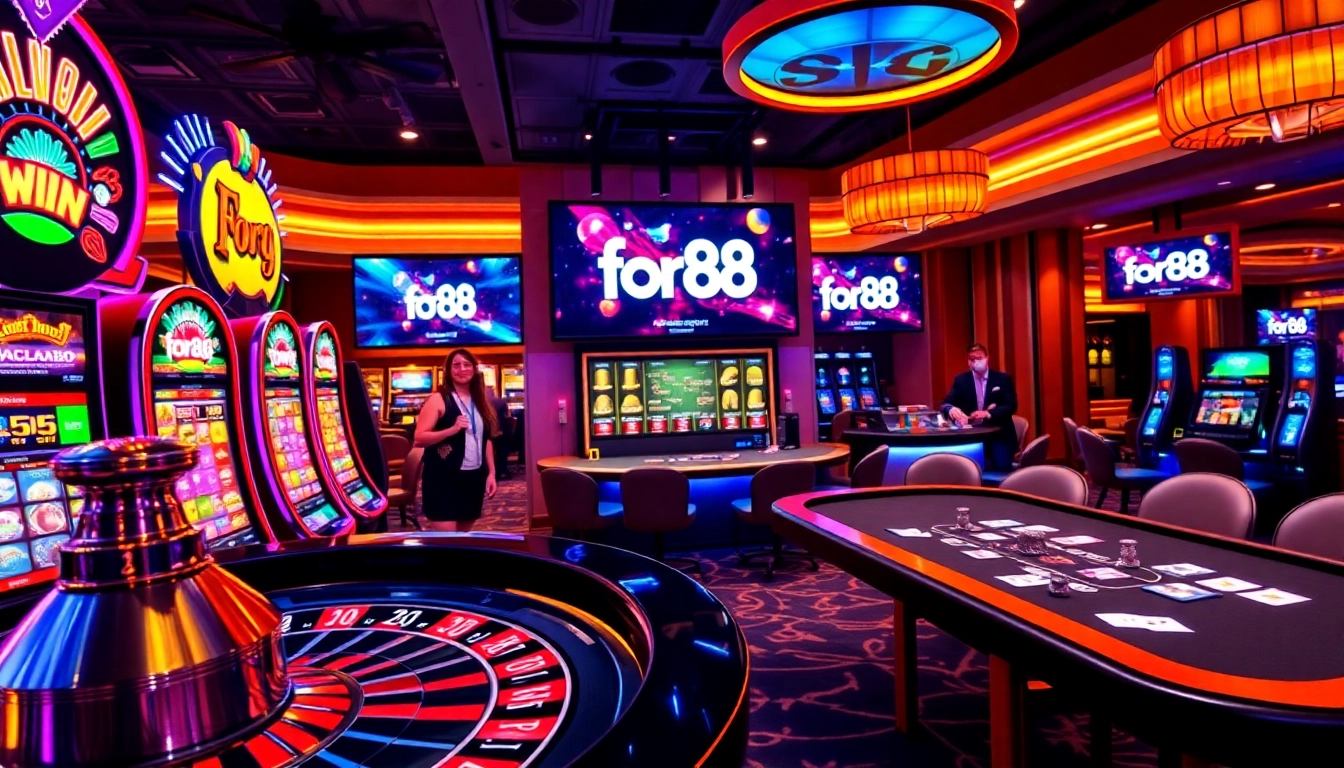 Experience the thrill of gaming at for88 with exciting slot machines and a dynamic roulette wheel.