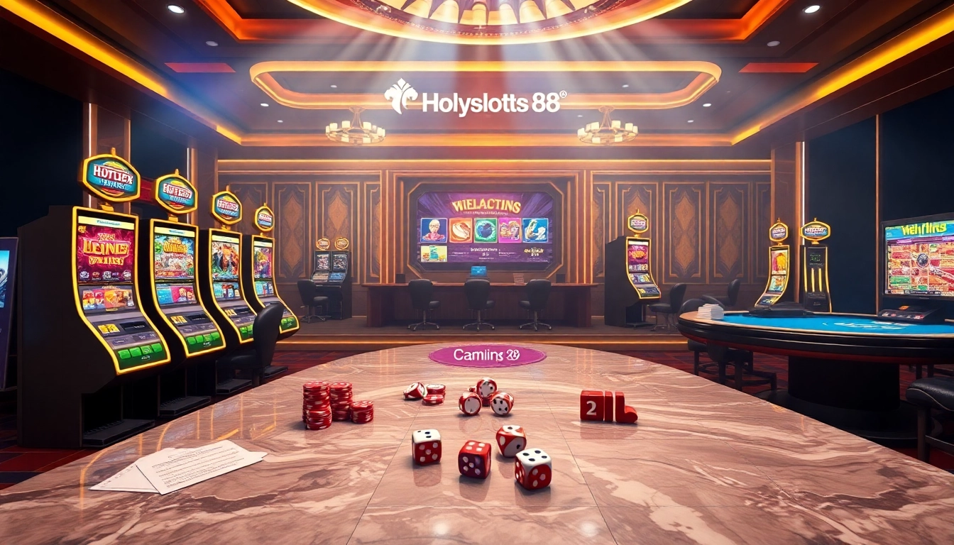 Experience the thrill of online gambling with Holyslots88, featuring vibrant slot machines and live dealer tables.