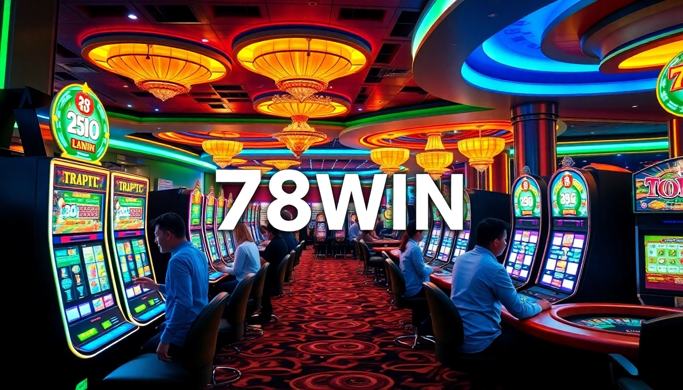 Experience the luxury of 78WIN as players engage in thrilling slot games and poker.