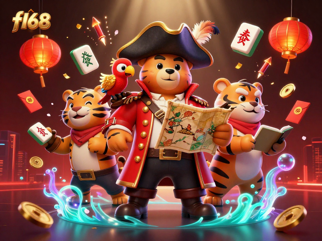 Experience thrilling gambling adventures at f168 with colorful casino-themed 3D characters and elements.