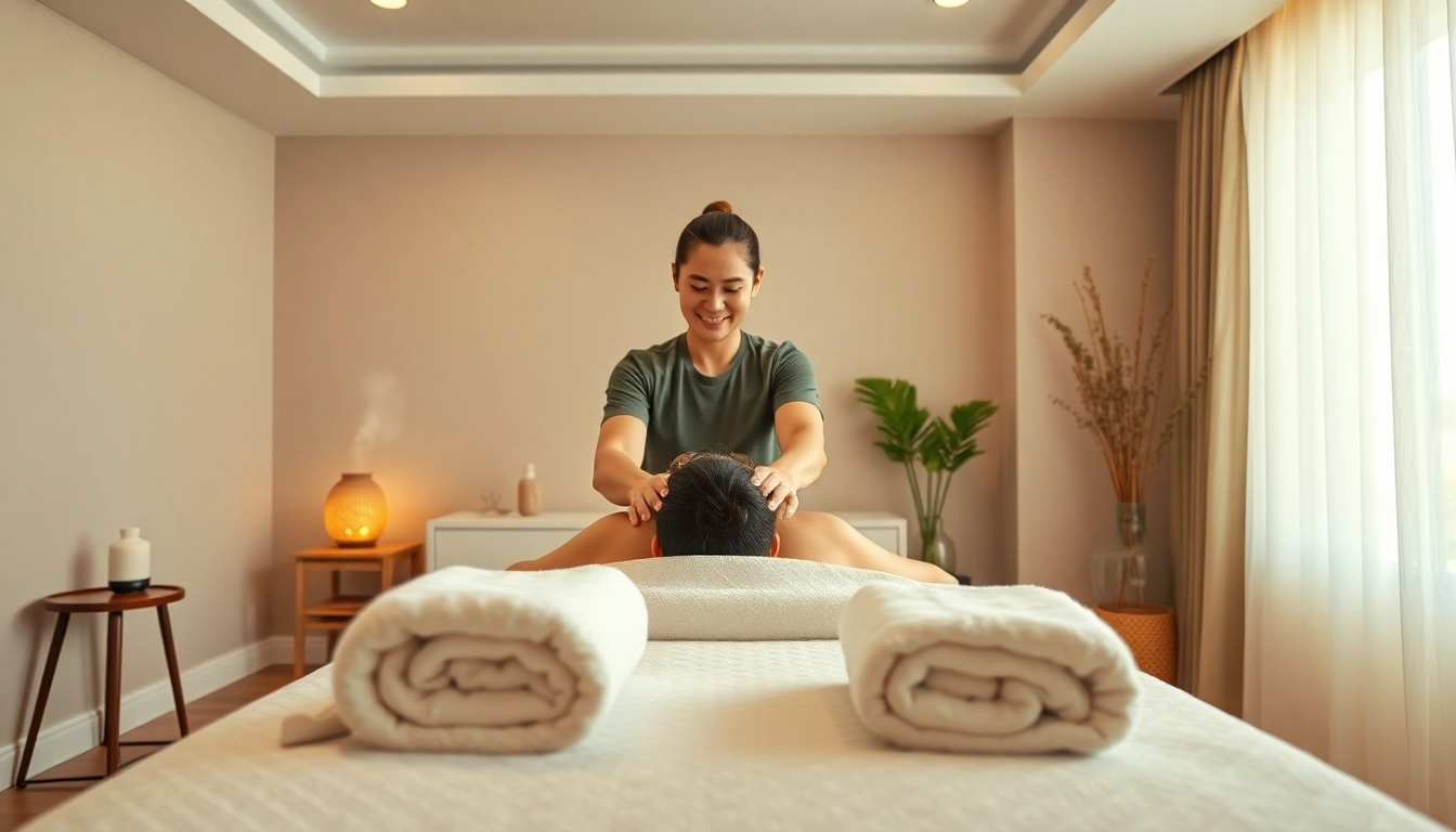 Luxurious 수원출장마사지 setting with a professional Thai therapist providing calming service.