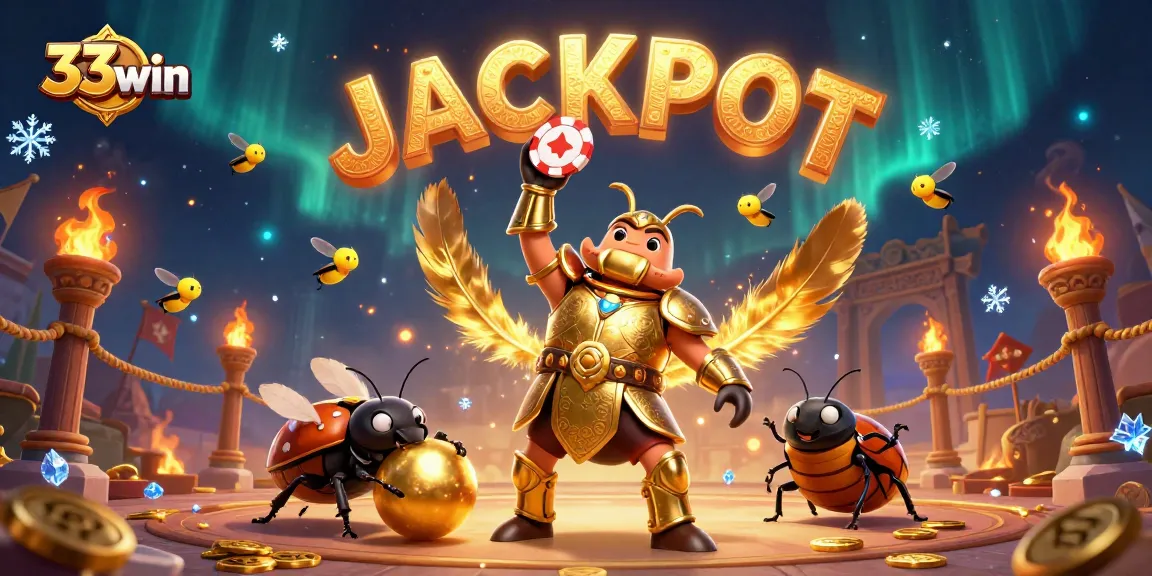 Experience the excitement of 33win in a victorious 3D illustration with jackpot elements and vibrant casino energy.