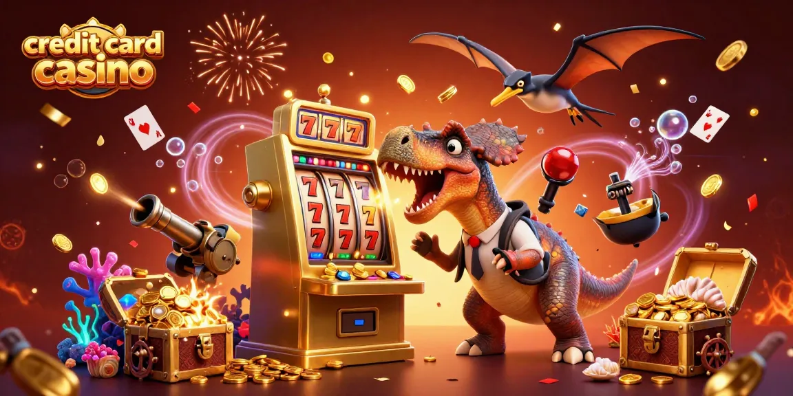 Experience the excitement at a credit card casino with animated characters and golden jackpots.