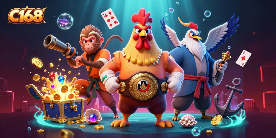 Experience thrilling gameplay at C168 with vibrant characters amidst exciting casino elements.