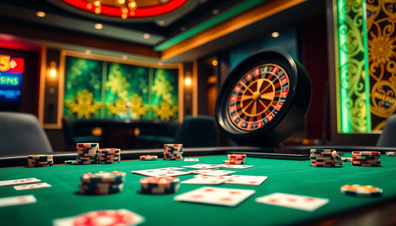 Experience the thrill of betting with the s8 app at a luxurious casino, featuring poker chips and cards.