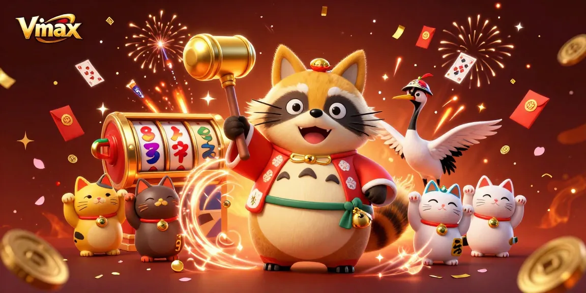 Experience thrilling wins at Vmax Casino with our vibrant gaming celebration illustration.