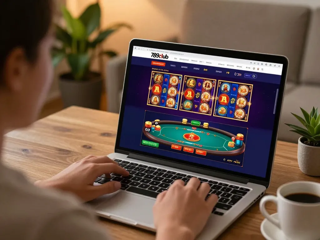 Player engaged with 789club's online casino interface showcasing various games and betting options