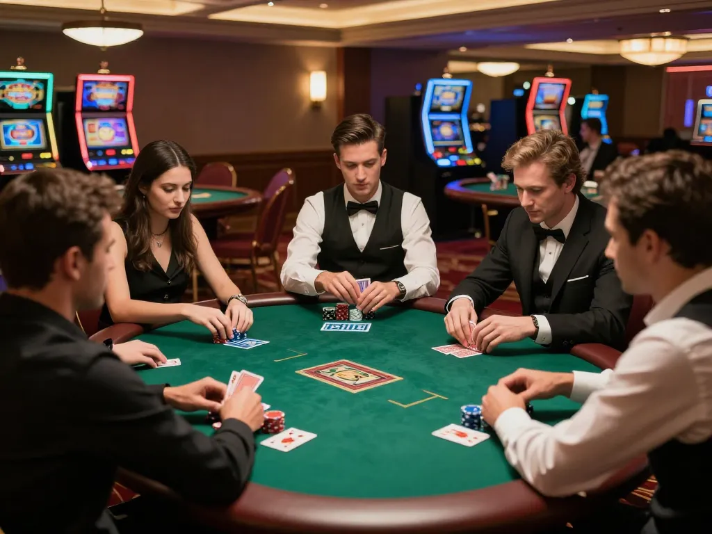 Engaging poker game with players strategizing at a luxury casino table, highlighting the thrill of cm 88 gameplay.