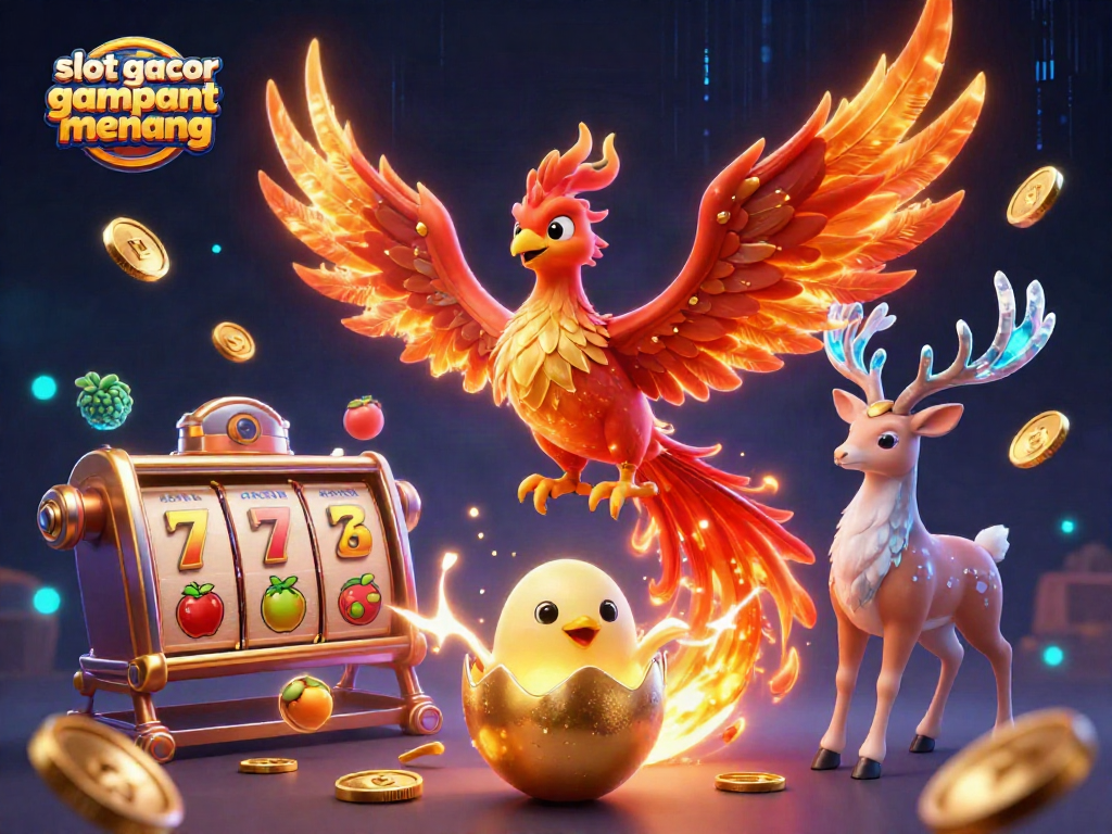Experience the excitement of slot gacor gampang menang with a dynamic casino illustration featuring mythical elements.