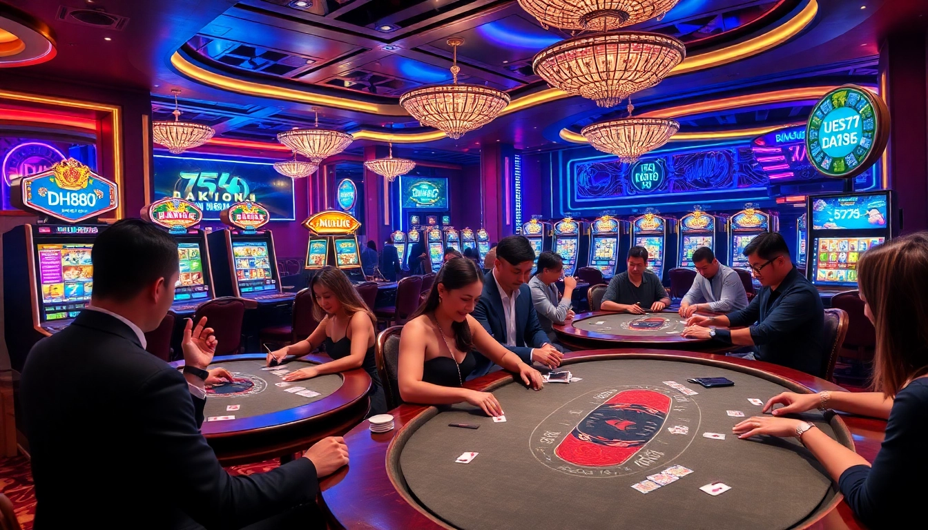 Experience high-stakes gaming at DH88 with vibrant casino tables and live dealer action.