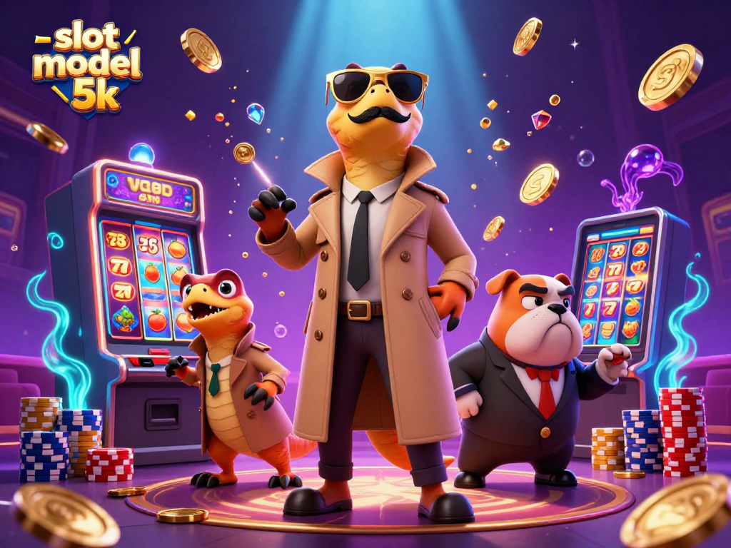 Experience the thrill of slot modal 5k with cartoon raptors and shimmering casino elements.