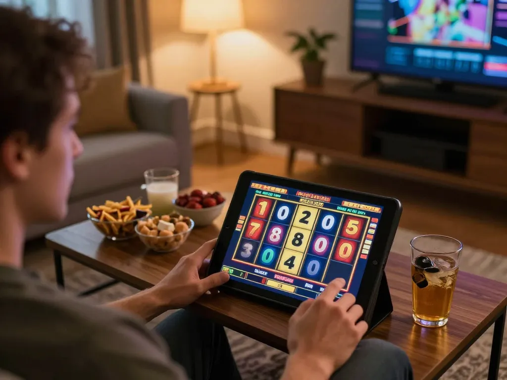 Engaging in exciting gameplay on Sun win platform featuring vibrant slots game on tablet.
