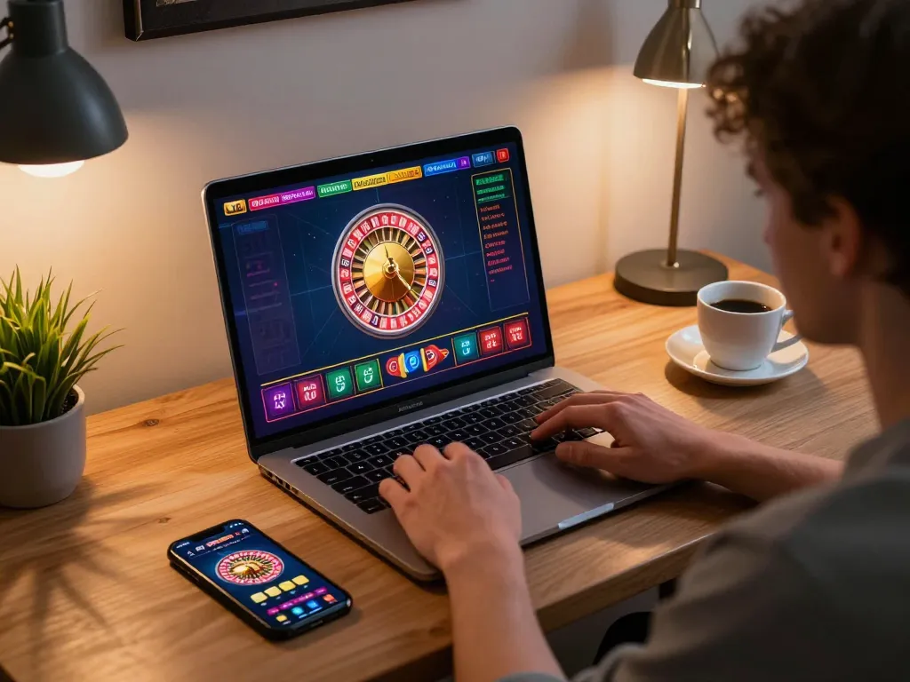 Pemain Tante77 terlibat dalam roulette kasino langsung dari pengaturan rumah yang stylish, mempromosikan praktik perjudian yang bertanggung jawab.