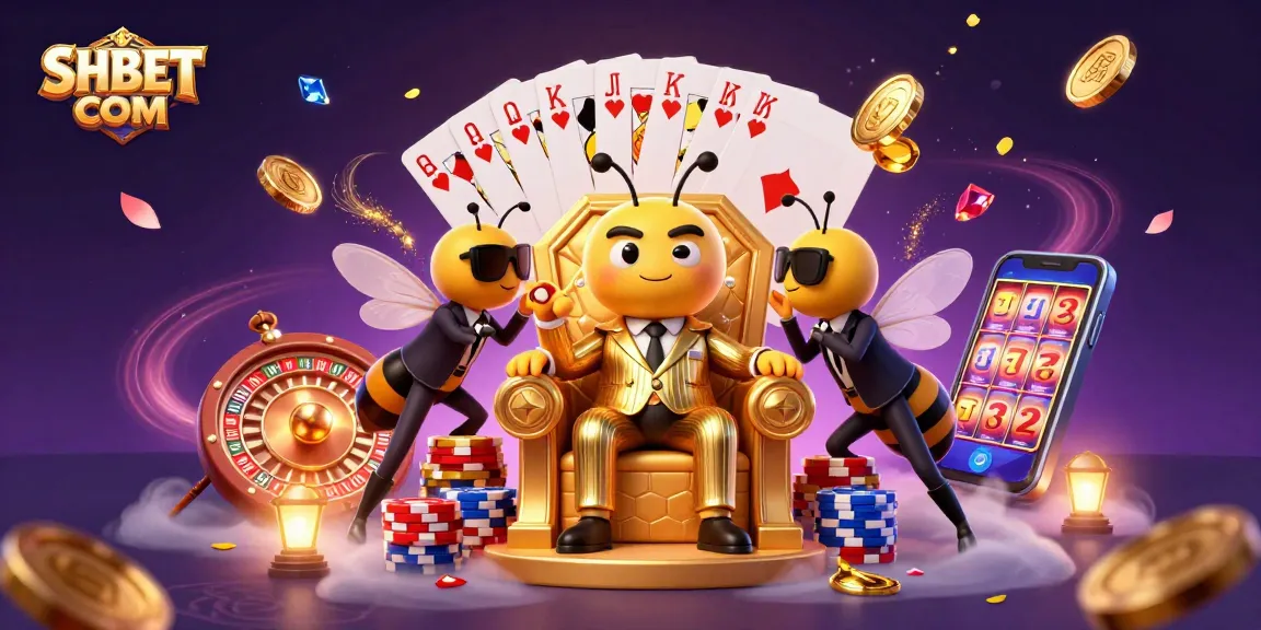 Engage in thrilling gameplay with SHBET COM, featuring a bumblebee mob boss and vibrant casino elements.
