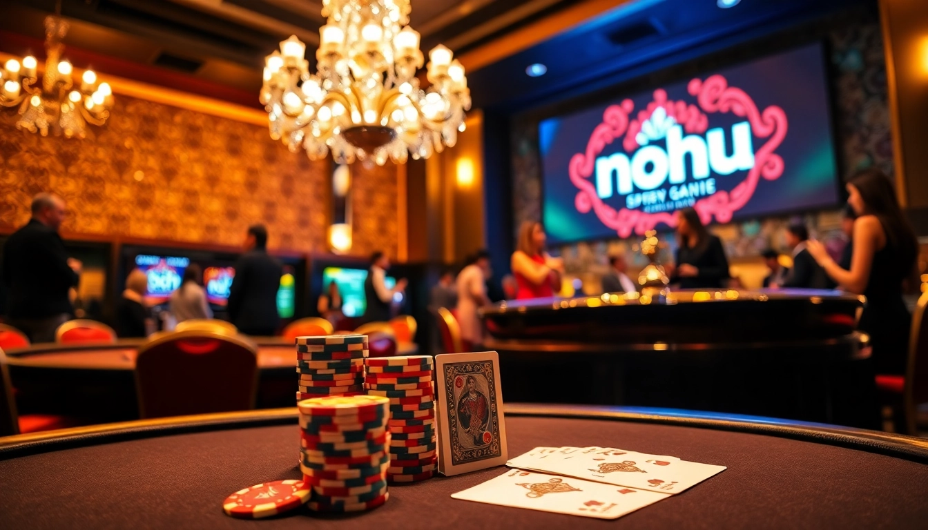 Experience thrilling action at the nohu poker table, surrounded by luxurious decor and vibrant energy.