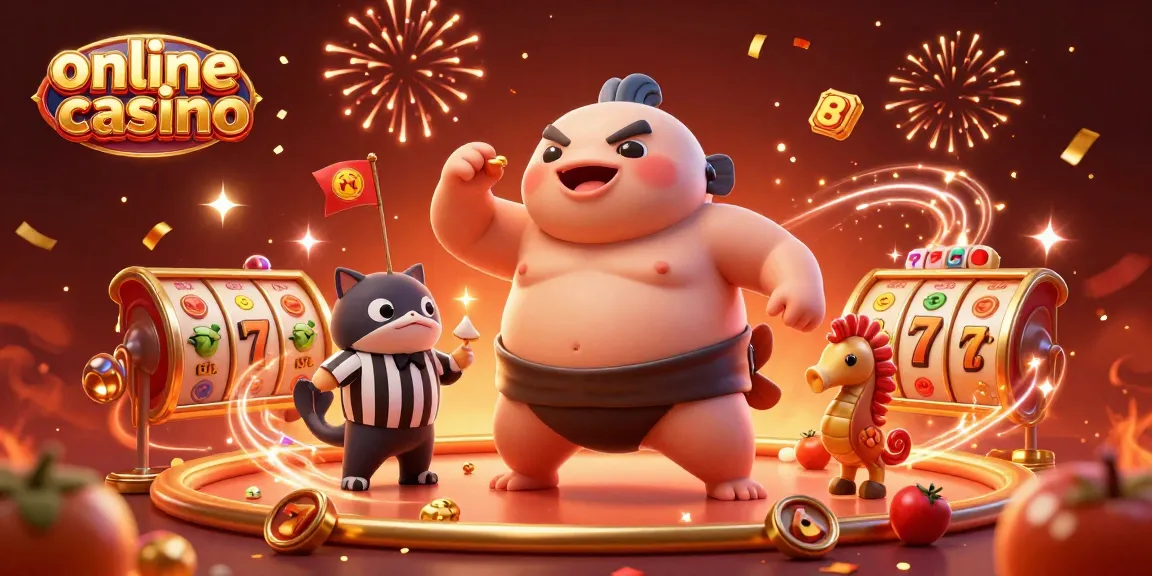 Play thrilling online casino slots with vibrant characters and festive decorations