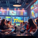 Engaging scene of diverse players enjoying betting on the 79king platform, showcasing excitement and modern digital interfaces.