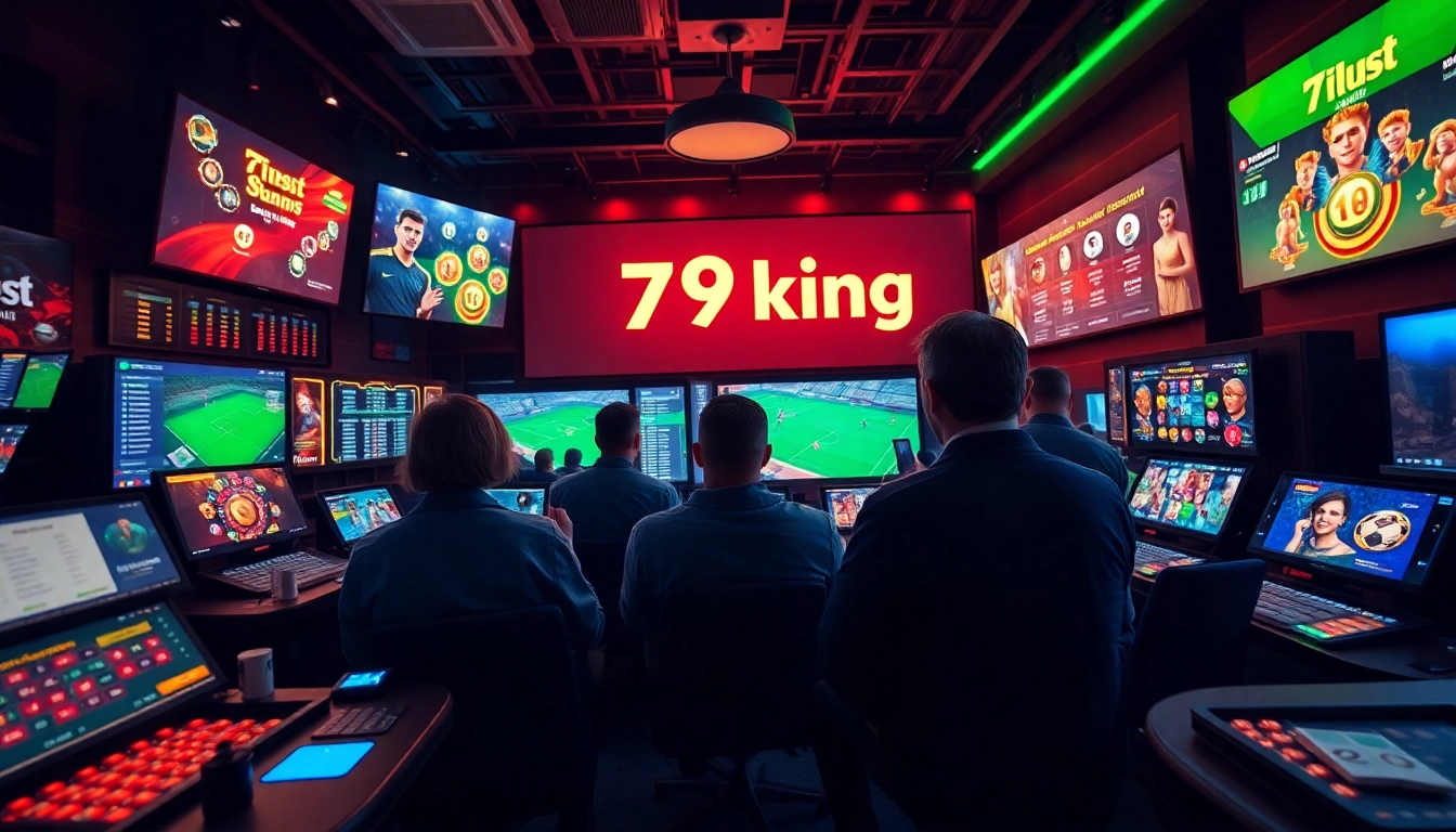 Exhibición interactiva de la plataforma de apuestas en línea de 79king que muestra diversas opciones de juego y una interfaz vibrante.
