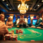 Engaging scene at a Blackjack Casino with players at the table enjoying the game.