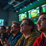 Fans engaging in Sports Betting while watching a live game at a vibrant sports bar.