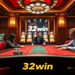 Players engaging in high-stakes poker at 32win’s luxurious casino setting.