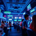 Engaged players in a vibrant online gaming environment at mm88, showcasing sports betting and slot gaming excitement.