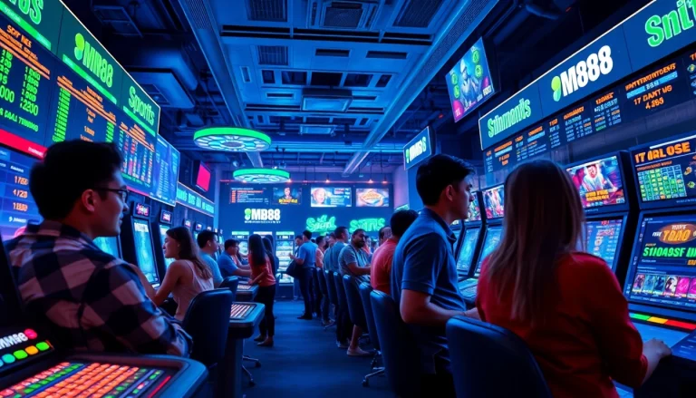 Engaged players in a vibrant online gaming environment at mm88, showcasing sports betting and slot gaming excitement.