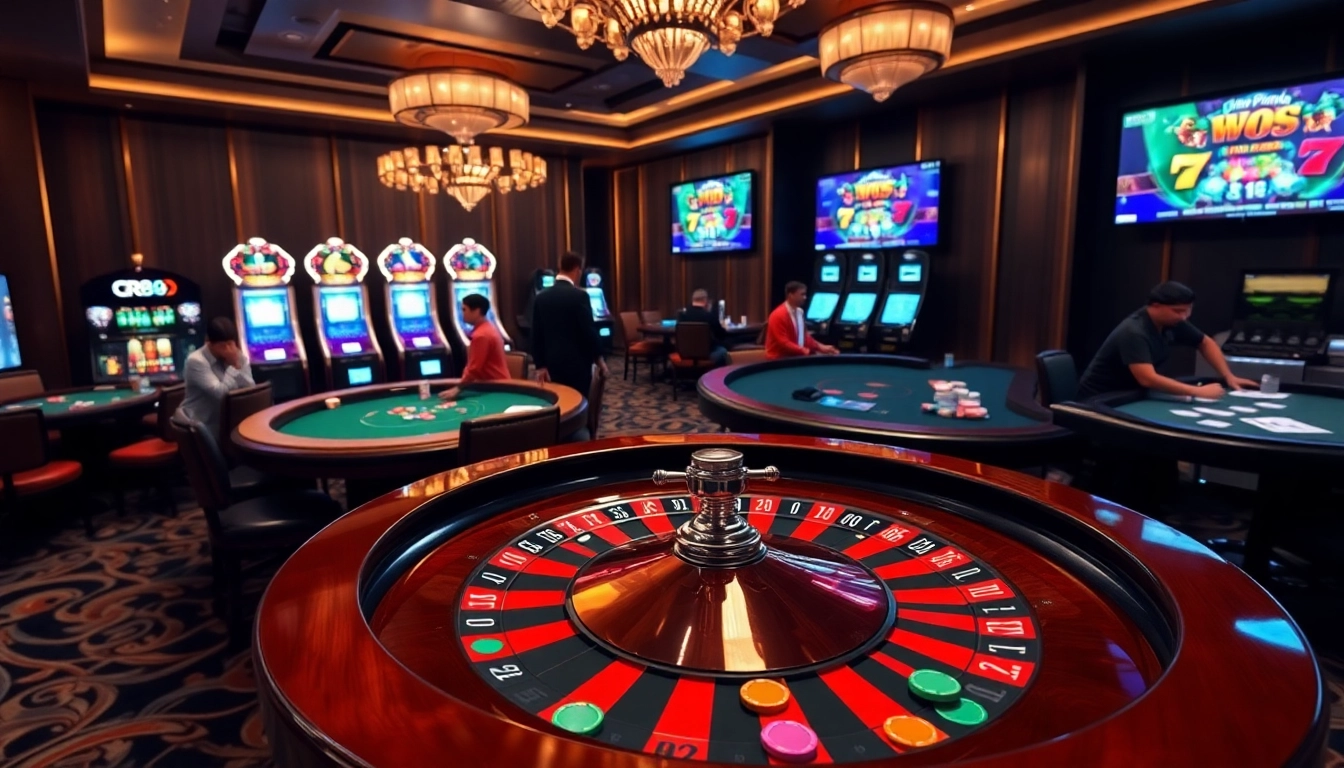 Engaging roulette and poker scene at RR88 casino, showcasing vibrant chips and cards.