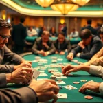 Participating in a competitive Poker Game with focused players at a casino table.