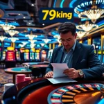 79king professional gambler at a casino table with chips and betting slips