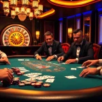 Experience thrilling gambling action at https://mm88.blog/ with professional players at a luxurious poker table.
